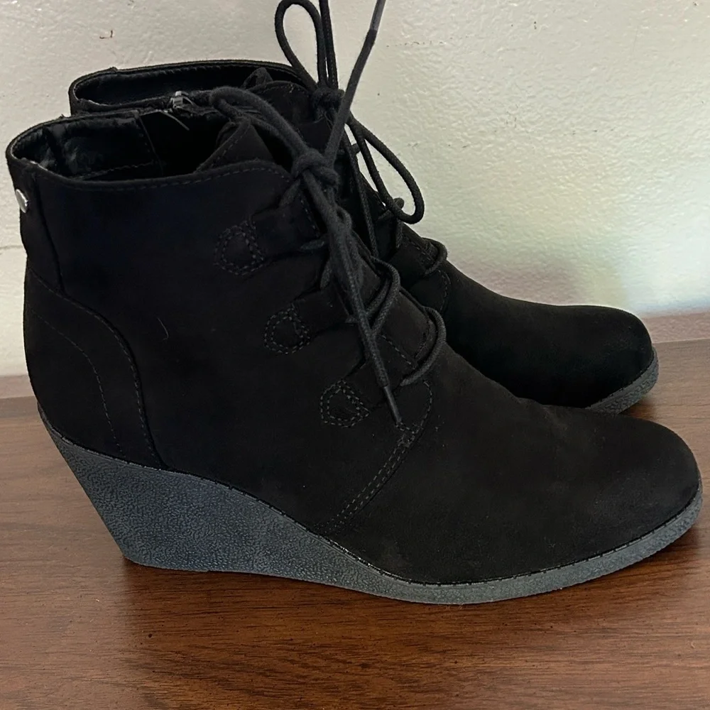 Style &co  Black Lace-Up Wedge Boots
